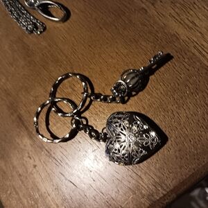 Silver Key & Card Holder with Heart Charm